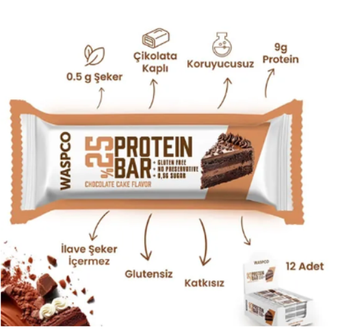 Wasp Protein Bar: Bitter Çikolata Kaplamalı ve Çikolatalı Kek Aromalı Lezzet Şöleni